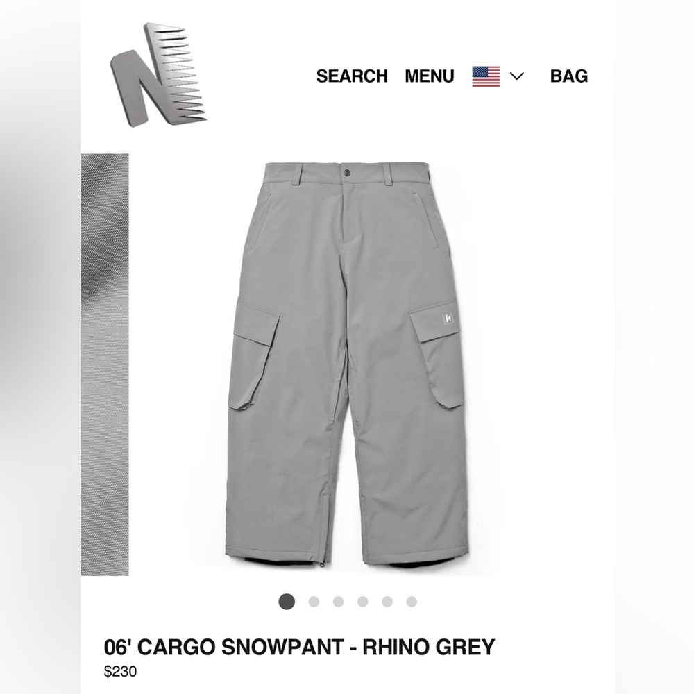 NWT Harlaut Apparel Men’s 06 Cargo Snowpants in Cream Color (not rhino gray)